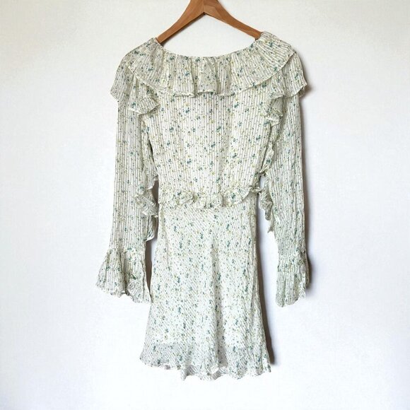 Free People Sweetest Thing Mini Dress with Ruffles White and Blue Floral Size 0 - Picture 8 of 14